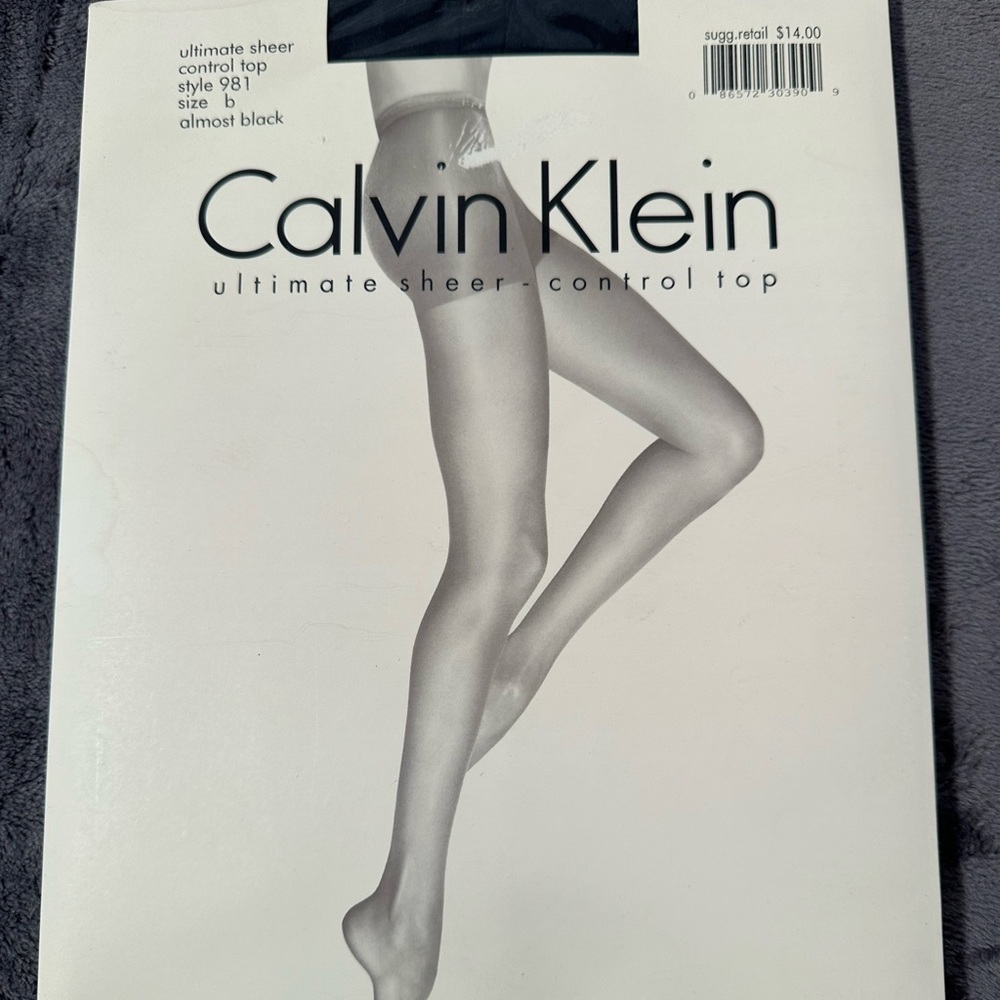 CALVIN Klein sheer control top pantyhose size b almost black - Picture 1 of 2